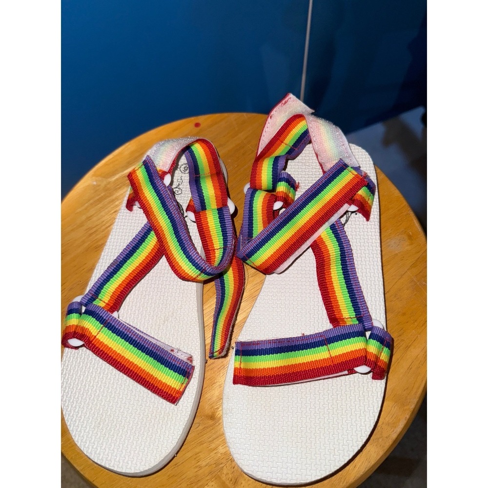 Soulmates Rainbow Strap Sandals Womens Size 6 Multi Color Strappy Pride Shoes